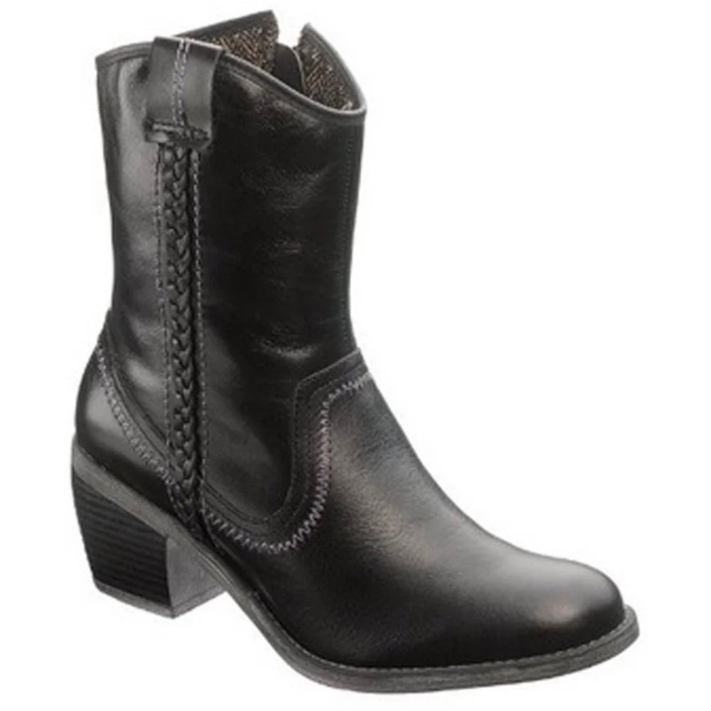 Hush Puppies Mazin Cayto Black Leather Waterproof Western Ankle Boots Womens 8.5